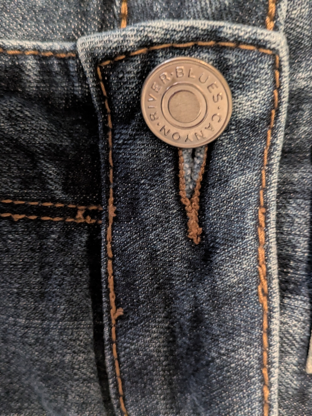 Women’s Blue Distressed Patch Jeans - Picture 3 of 3